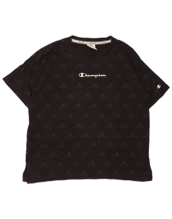 Женская футболка оверсайз с рисунком CHAMPION Top UK 10, маленький черный хлопок