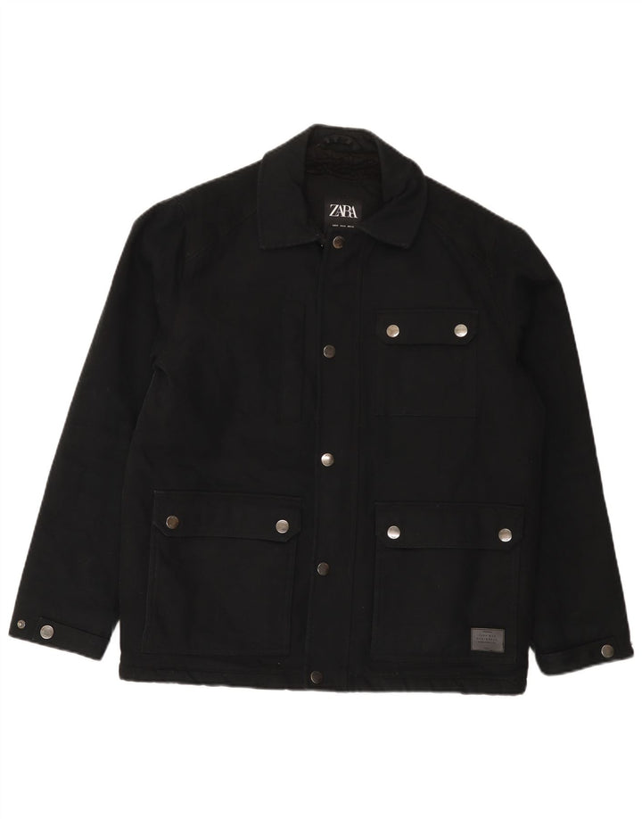 Мужская куртка Zara UK 38, средний черный хлопок, черный