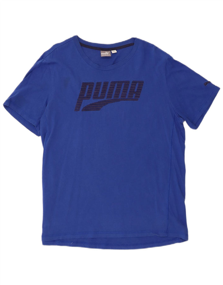 Мужская футболка с рисунком Puma, большой синий хлопок