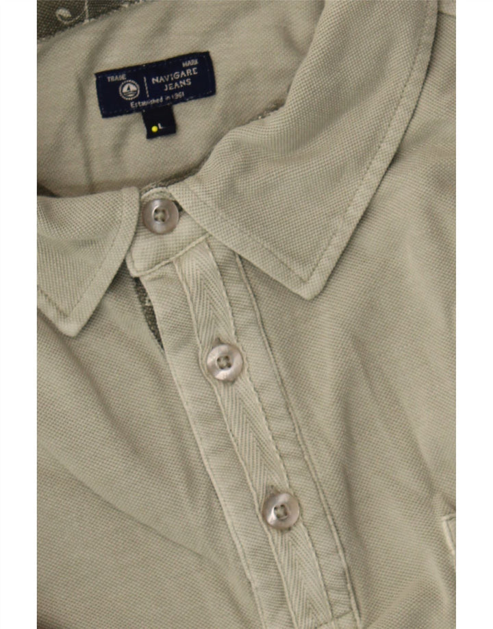 NAVIGARE Mens Polo Shirt Large Grey Cotton Vintage Navigare and Second-Hand Navigare from Messina Hembry 