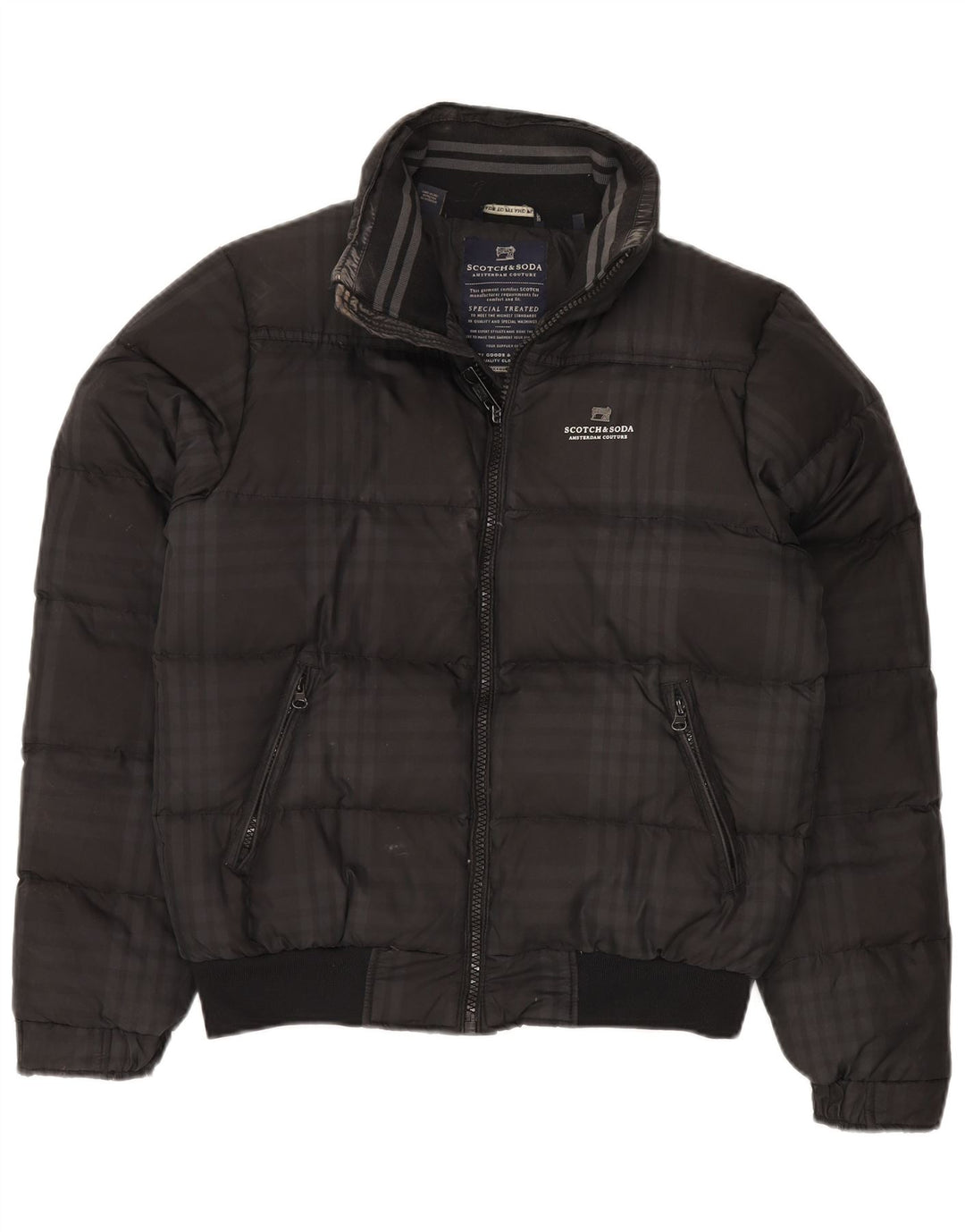 Мужская утепленная куртка Scotch & Soda Amsterdam Couture UK 38, средний черный в клетку