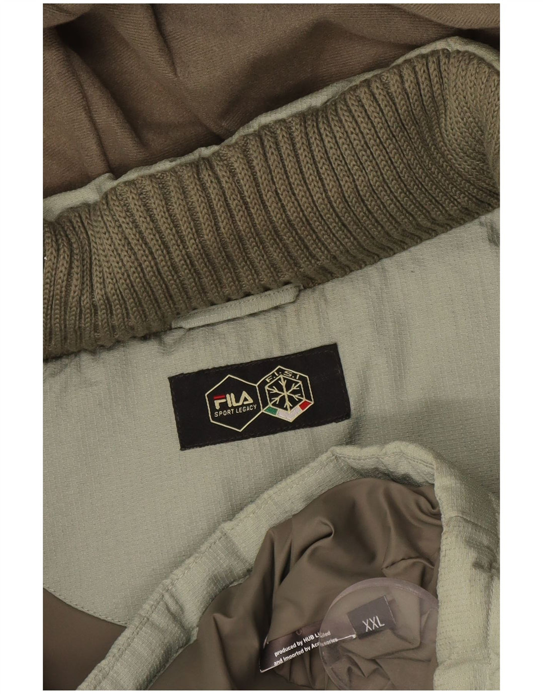 Мужская стеганая куртка Fila с капюшоном UK 44 2XL зеленая с цветными блоками