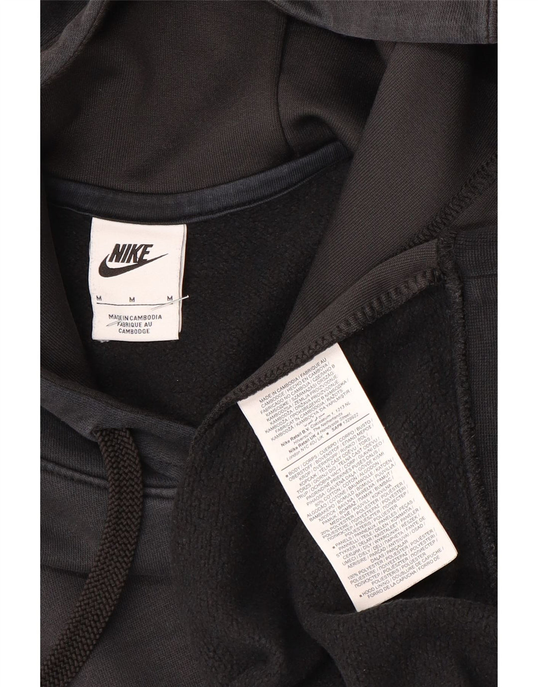 Мужской джемпер с капюшоном Nike с графическим рисунком, средний черный, полиэстер с цветными блоками