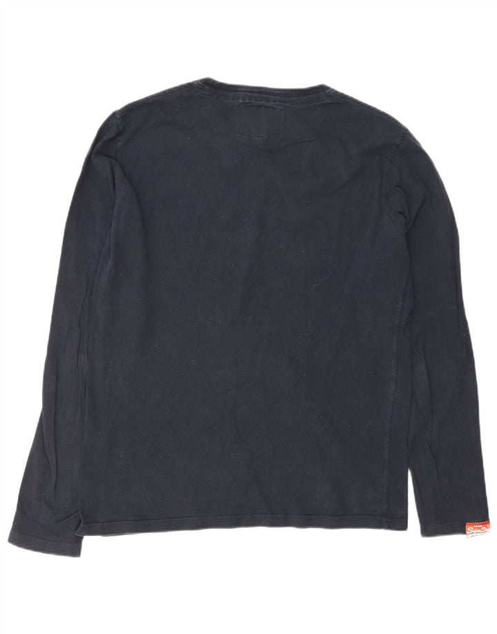 Мужской топ с рисунком Superdry, большой черный хлопок с длинным рукавом