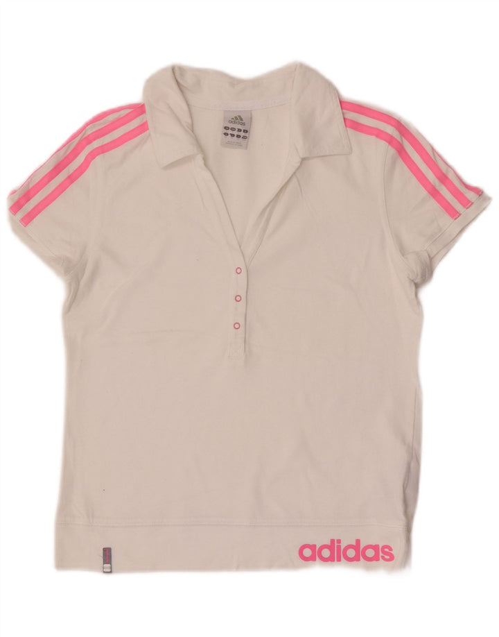 Женская рубашка-поло Adidas UK 14, средний белый хлопок