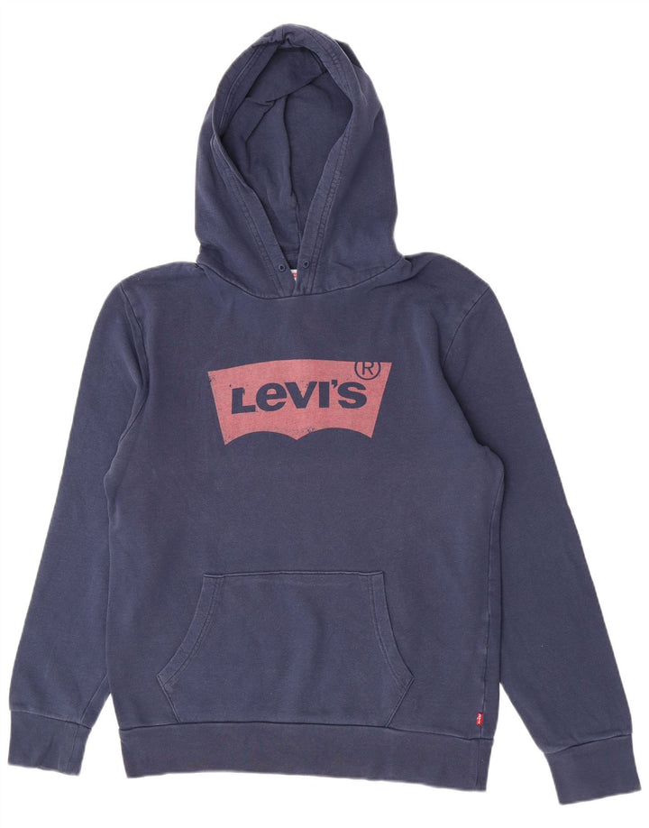 Мужской джемпер с капюшоном с рисунком Levi's, средний темно-синий, хлопковый