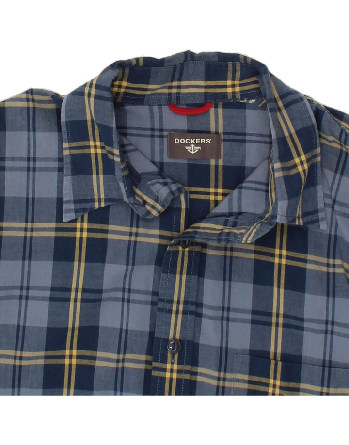 DOCKERS Mens Shirt Large Navy Blue Check Vintage Dockers and Second-Hand Dockers from Messina Hembry 
