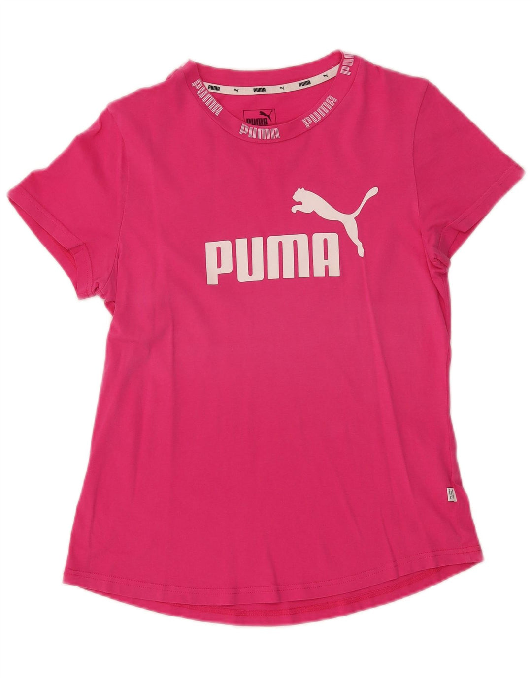 Женская футболка с рисунком Puma Top UK 14, хлопок среднего розового цвета
