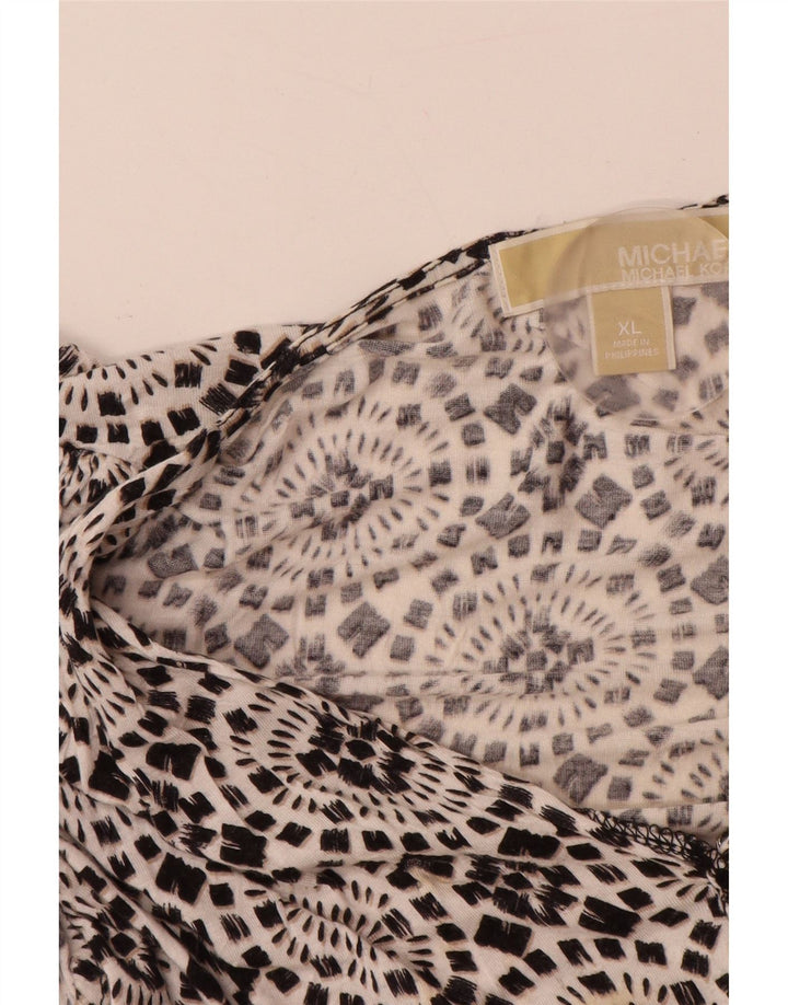 Женское платье трапециевидной формы без рукавов MICHAEL KORS UK 18 XL, черный вискоза с цветочным принтом