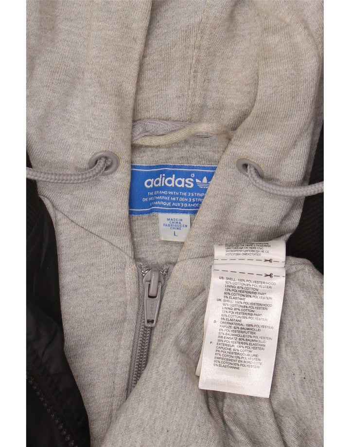 Мужская куртка-бомбер Adidas UK 40, большая черная полиэстер с цветными блоками