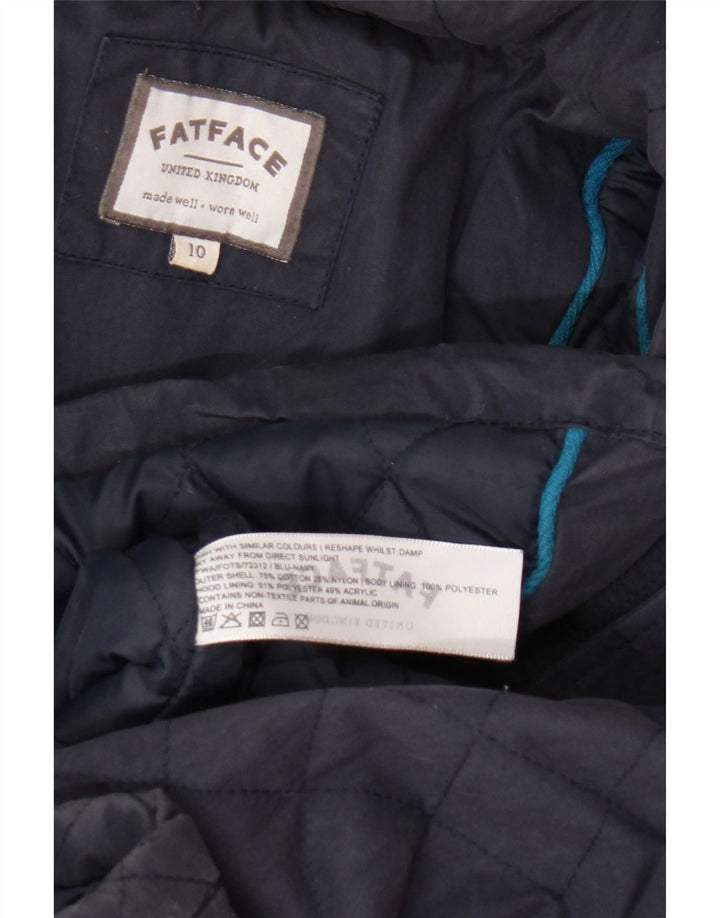 Женская стеганая куртка с капюшоном Fat Face UK 10, маленькая, темно-синяя, хлопковая