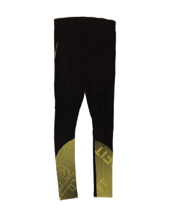 REEBOK Womens Graphic Leggings UK 8/10 Small Black Colourblock Vintage Reebok and Second-Hand Reebok from Messina Hembry 