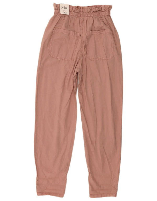 Женские зауженные повседневные брюки с высокой талией Zara EU 32 2XS W22 L27, розовые