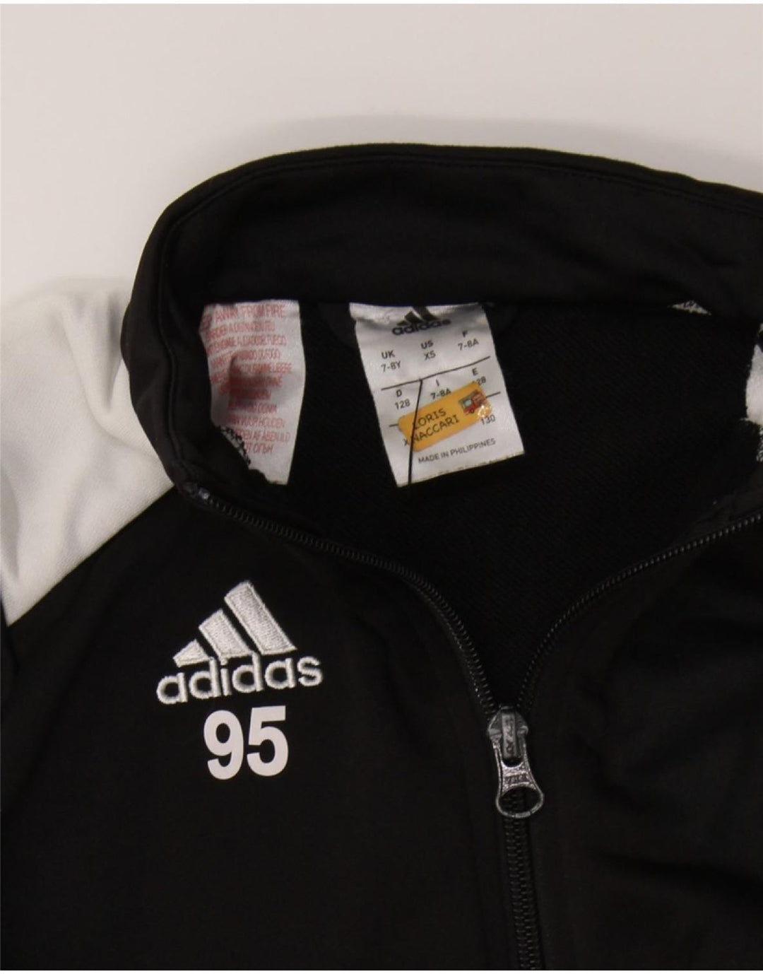 ADIDAS Boys Tracksuit Top Jacket 7-8 Years Black Colourblock Polyester Vintage Adidas and Second-Hand Adidas from Messina Hembry 