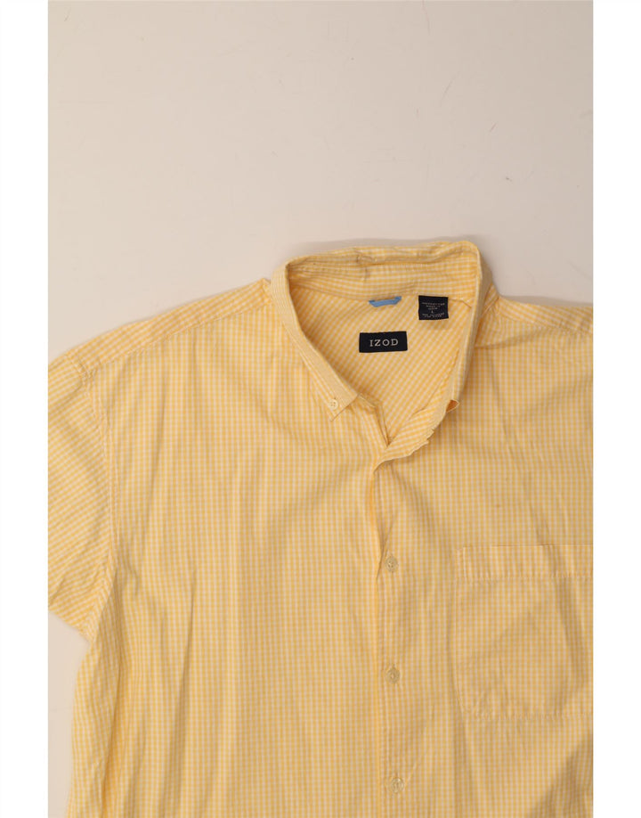 IZOD Mens Short Sleeve Shirt Large Yellow Gingham Cotton Vintage Izod and Second-Hand Izod from Messina Hembry 