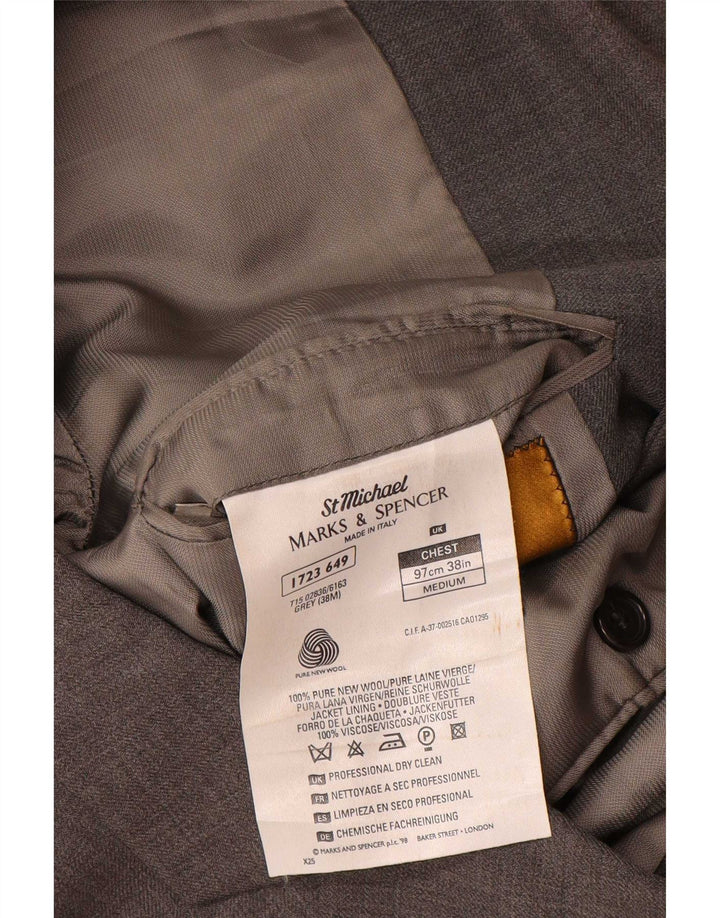 Мужской пиджак с 3 пуговицами Marks & Spencer, Великобритания 38, средний серый, новая шерсть