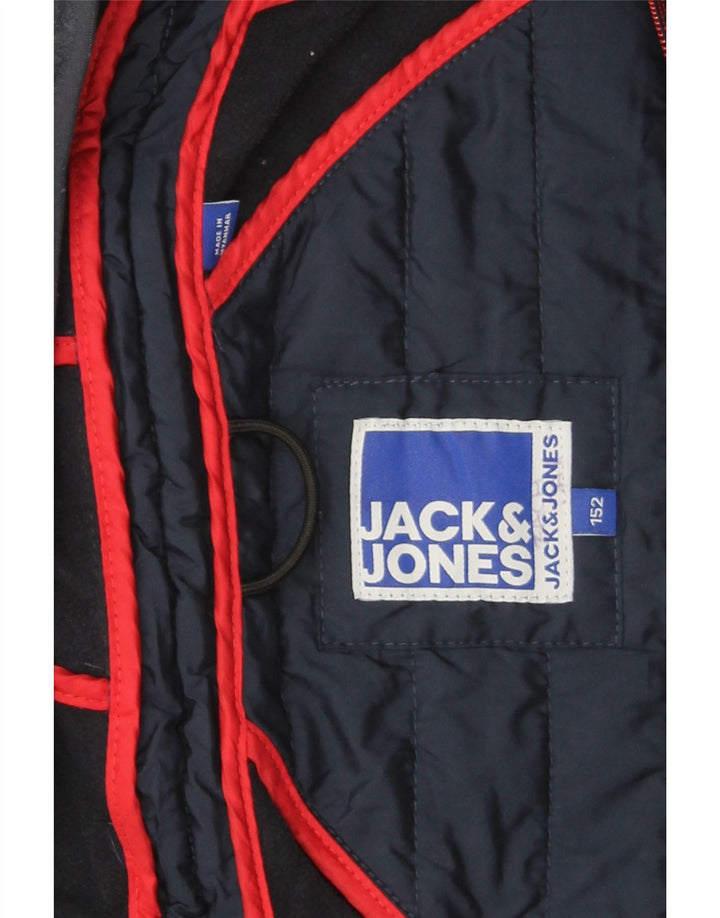 Куртка-бомбер Jack & Jones с капюшоном для мальчиков 9–10 лет Темно-синяя с цветными блоками