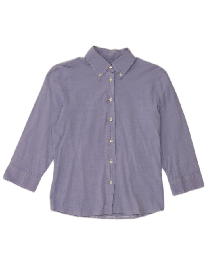 Женская рубашка с рукавом 3/4 Benetton UK 10, маленькая, синяя, хлопок