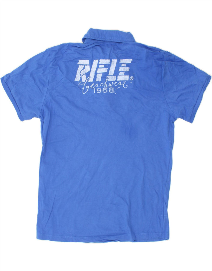 RIFLE Mens Graphic Polo Shirt XL Blue Cotton Vintage Rifle and Second-Hand Rifle from Messina Hembry 