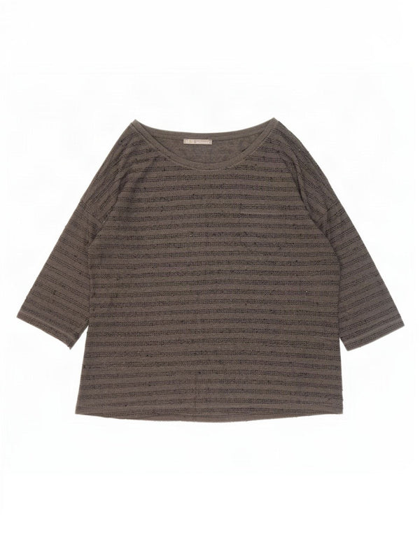 Женский топ Zara с рукавом 3/4 UK 20 2XL, полиэстер в серую полоску