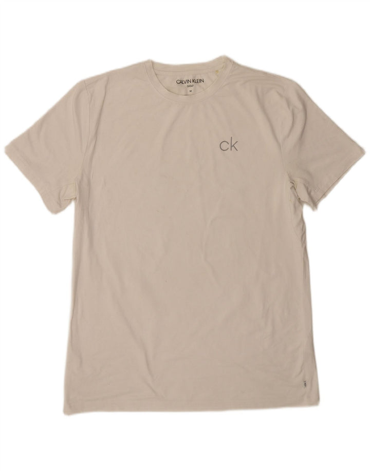 Calvin Klein Мужская футболка из полиэстера среднего размера белого цвета