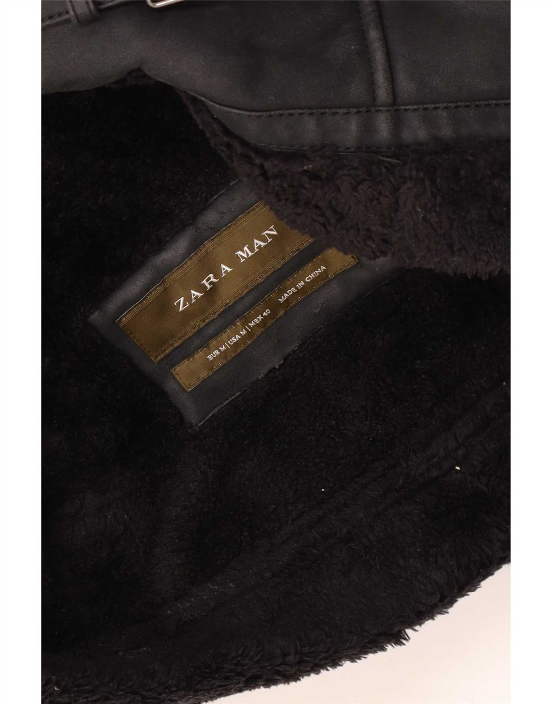 Мужская короткая дубленка Zara UK 38, средний черный