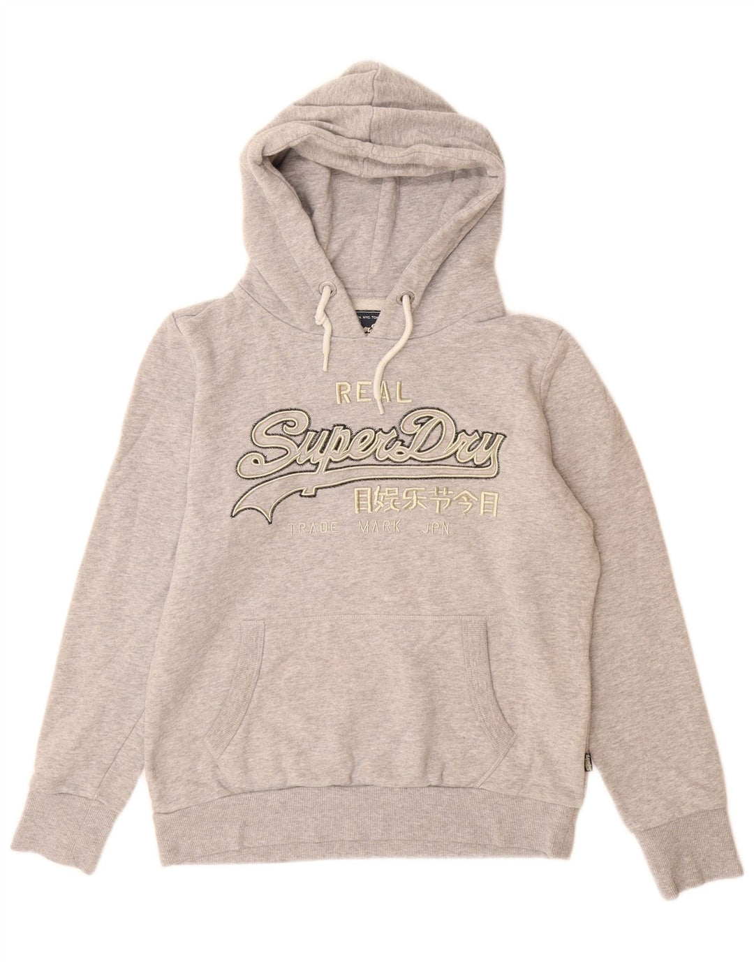 SUPERDRY Женский джемпер с капюшоном с рисунком UK 14, большой серый хлопок с крапинками