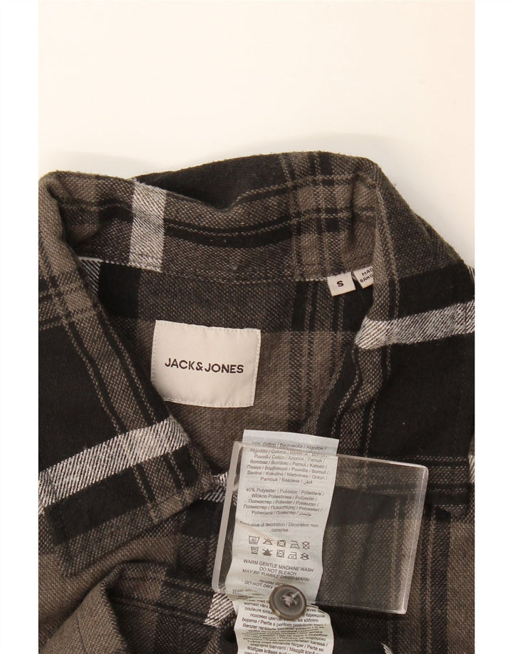 Мужская фланелевая рубашка Jack & Jones, маленькая серая клетка, хлопок