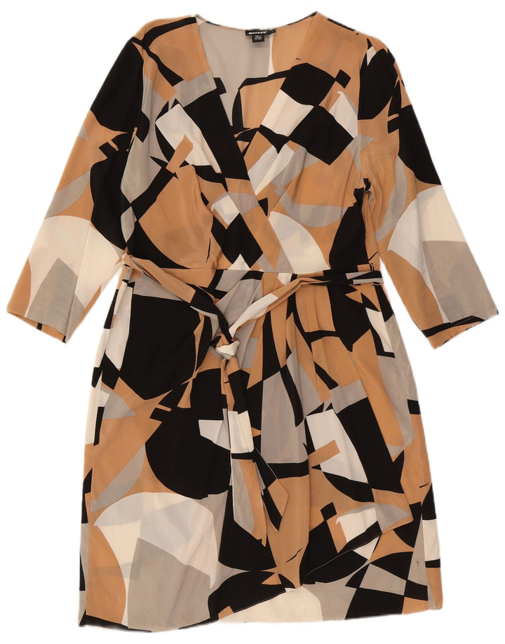 Женское платье-футляр DKNY с рукавом 3/4, Великобритания, 14, большое, разноцветное, с геометрическим рисунком