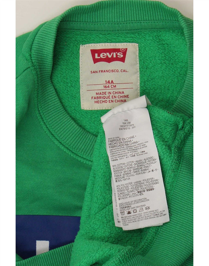 Свитшот с рисунком Levi's для мальчиков 13-14 лет, зеленый хлопок