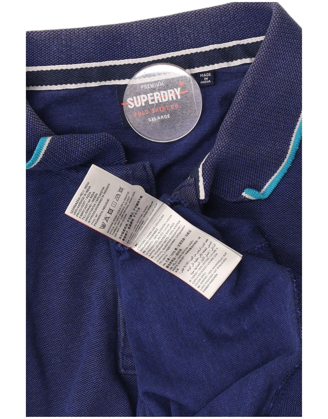 Мужская рубашка-поло Superdry 3XL, синяя, хлопок