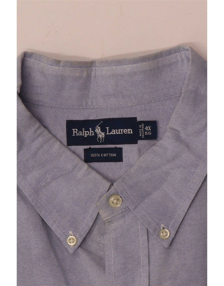 Мужская большая рубашка Ralph Lauren 4XL, синяя, хлопок