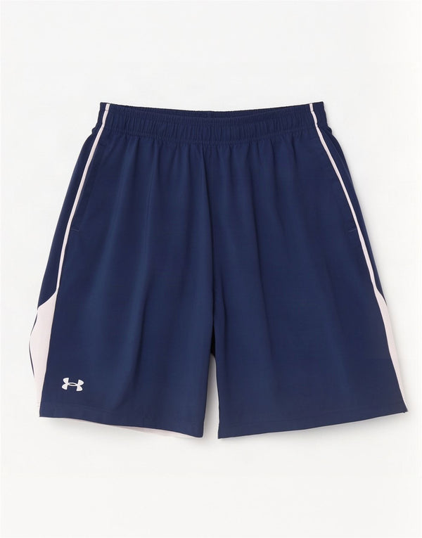 Мужские спортивные шорты свободного кроя Under Armour, большие темно-синие цветные блоки