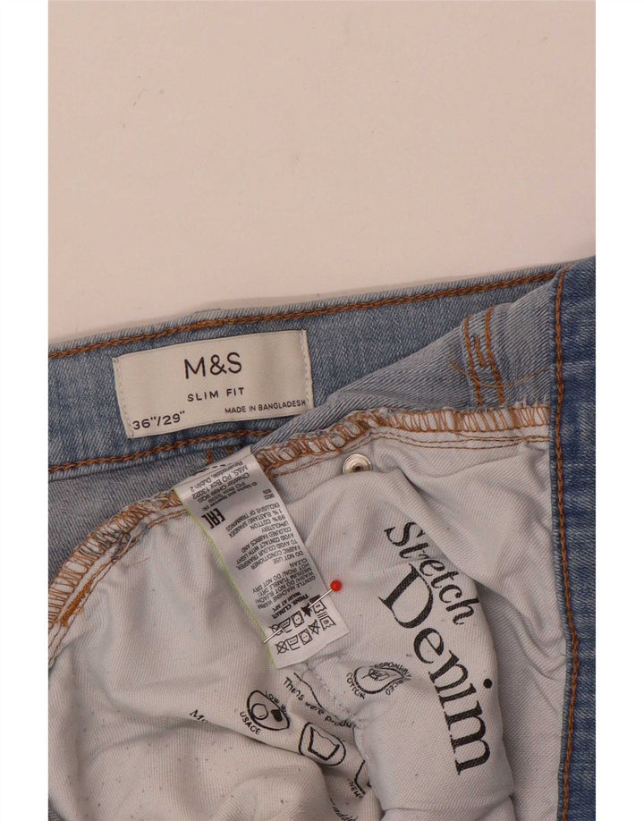 Мужские узкие джинсы Marks & Spencer W36 L29 синие, хлопок