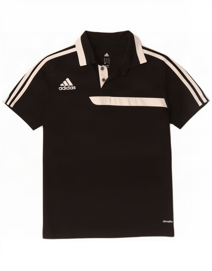 Мужская рубашка-поло Adidas Climalite, маленькая черная, полиэстер с цветными блоками