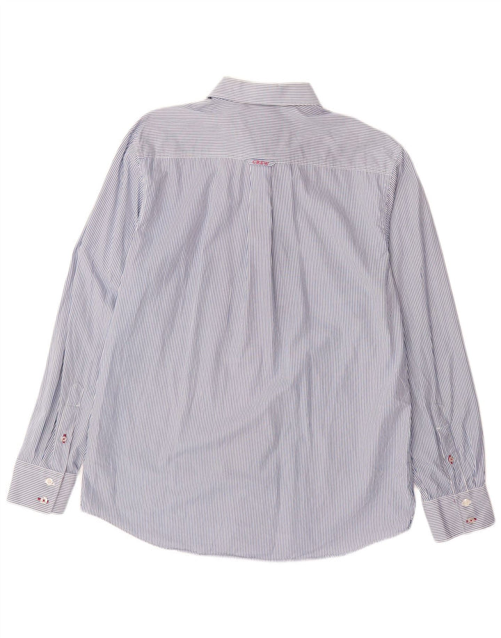 ОДЕЖДА ДЛЯ ЭКИПАЖА Мужская рубашка классического кроя из хлопка большого размера синего цвета в тонкую полоску