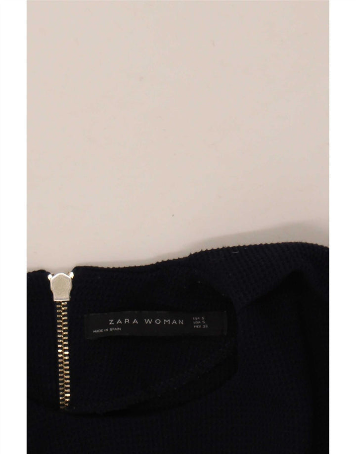 Женская блузка Zara Top UK 10, маленькая, темно-синяя