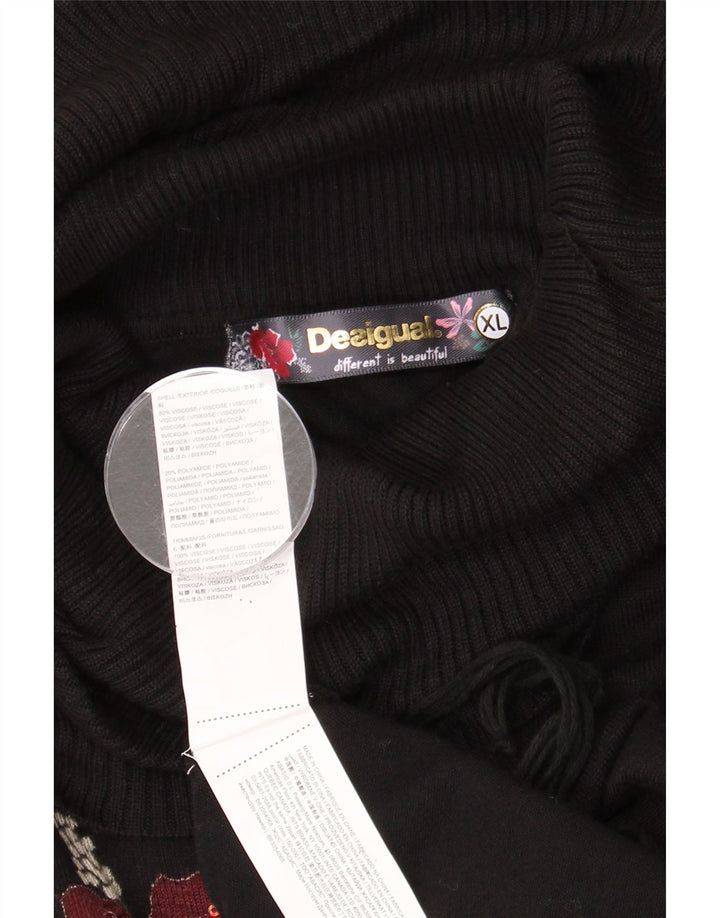 Женский свободный джемпер с высоким воротником Desigual UK 18 XL, черный вискоза