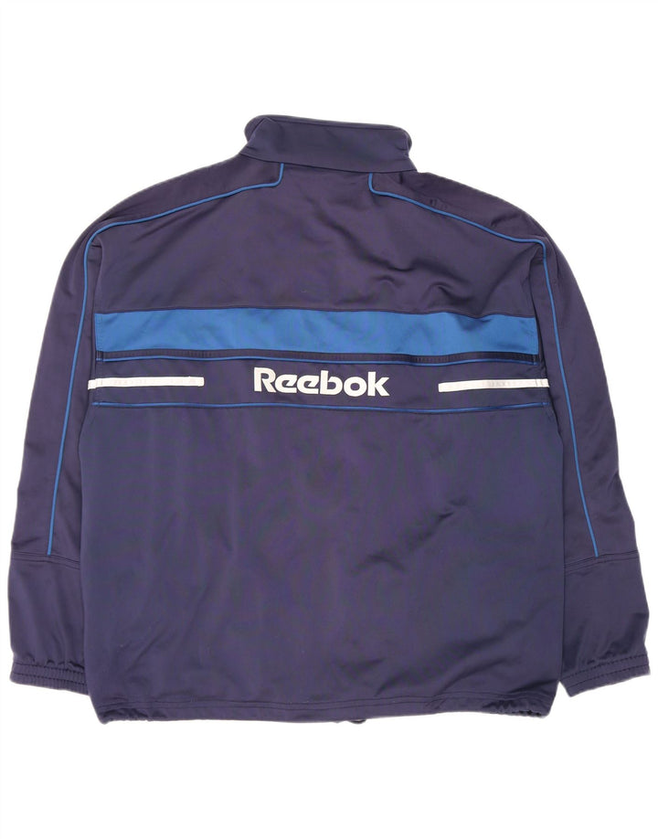 Reebok Мужской спортивный костюм с графическим рисунком, верхняя куртка, средний темно-синий, с цветными блоками