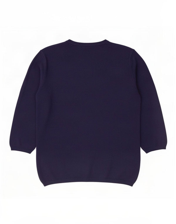 Zara Womens 3/4 Sleeve V-Neck Jumper Sweater UK 14 Large Purple Rayon