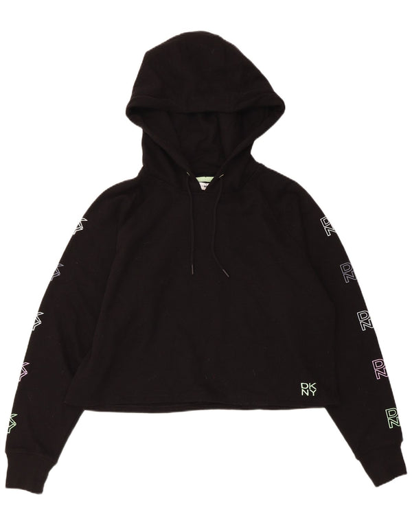 Женский джемпер с капюшоном Dkny Oversized с рисунком UK 6 XS, черный хлопок
