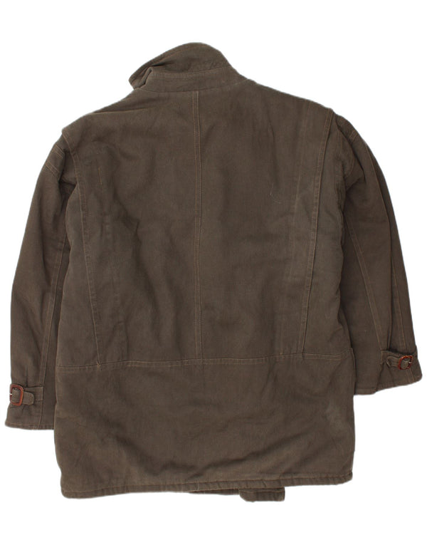 Мужская куртка из шерпы VINTAGE UK 40, большая коричневая, хлопок