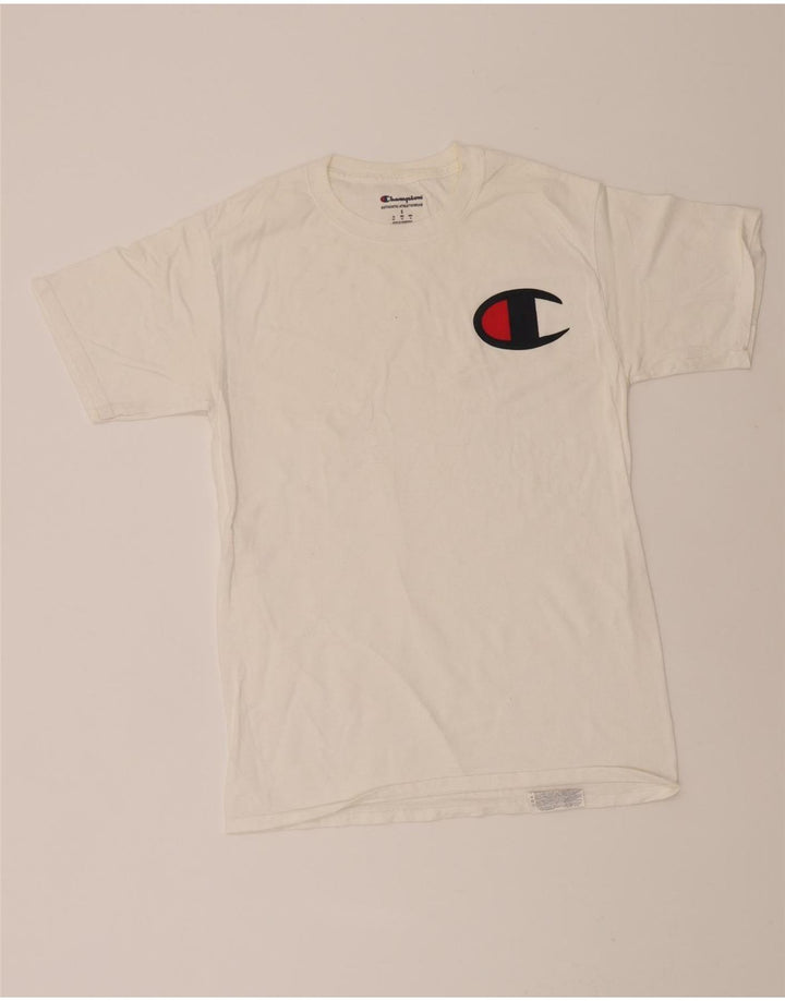 CHAMPION Mens Graphic T-Shirt Top Small White Cotton Vintage Champion and Second-Hand Champion from Messina Hembry 