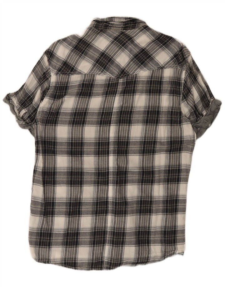 Мужская фланелевая рубашка Jack & Jones с коротким рукавом, большая серая клетка, хлопок