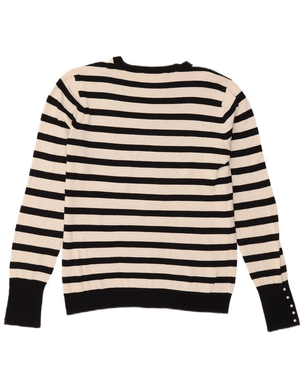 Женский свитер с вырезом «лодочка» Zara UK 16, большой черный в полоску