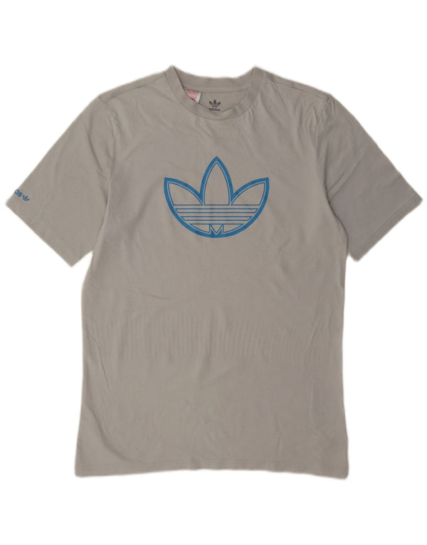 Футболка Adidas с рисунком для мальчиков, топ 15-16 лет, серый хлопок