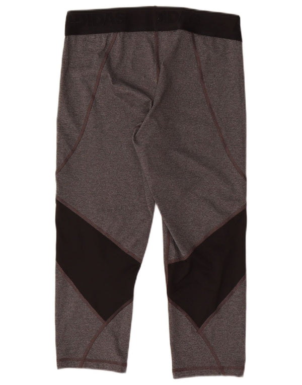 Adidas Womens Climacool Capri Leggings UK 12/14 Medium  Grey Colourblock