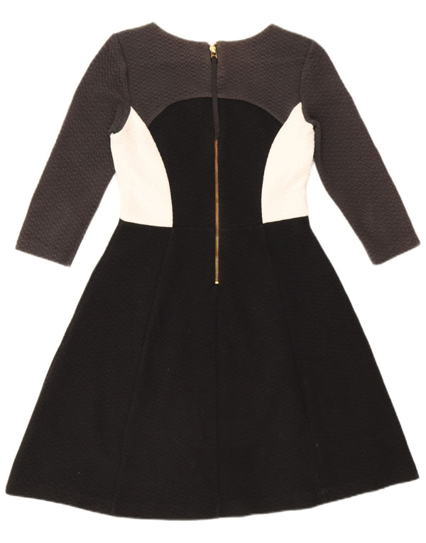 Женское платье А-силуэта с рукавом 3/4 Boden UK 10, маленькое черное цветных блоков