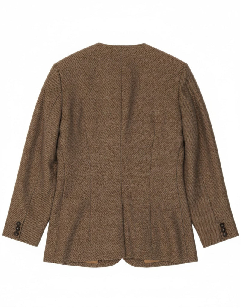 CACHAREL Womens 3/4 Sleeve Blazer Jacket IT 40 Small Brown Virgin Wool Vintage Cacharel and Second-Hand Cacharel from Messina Hembry 