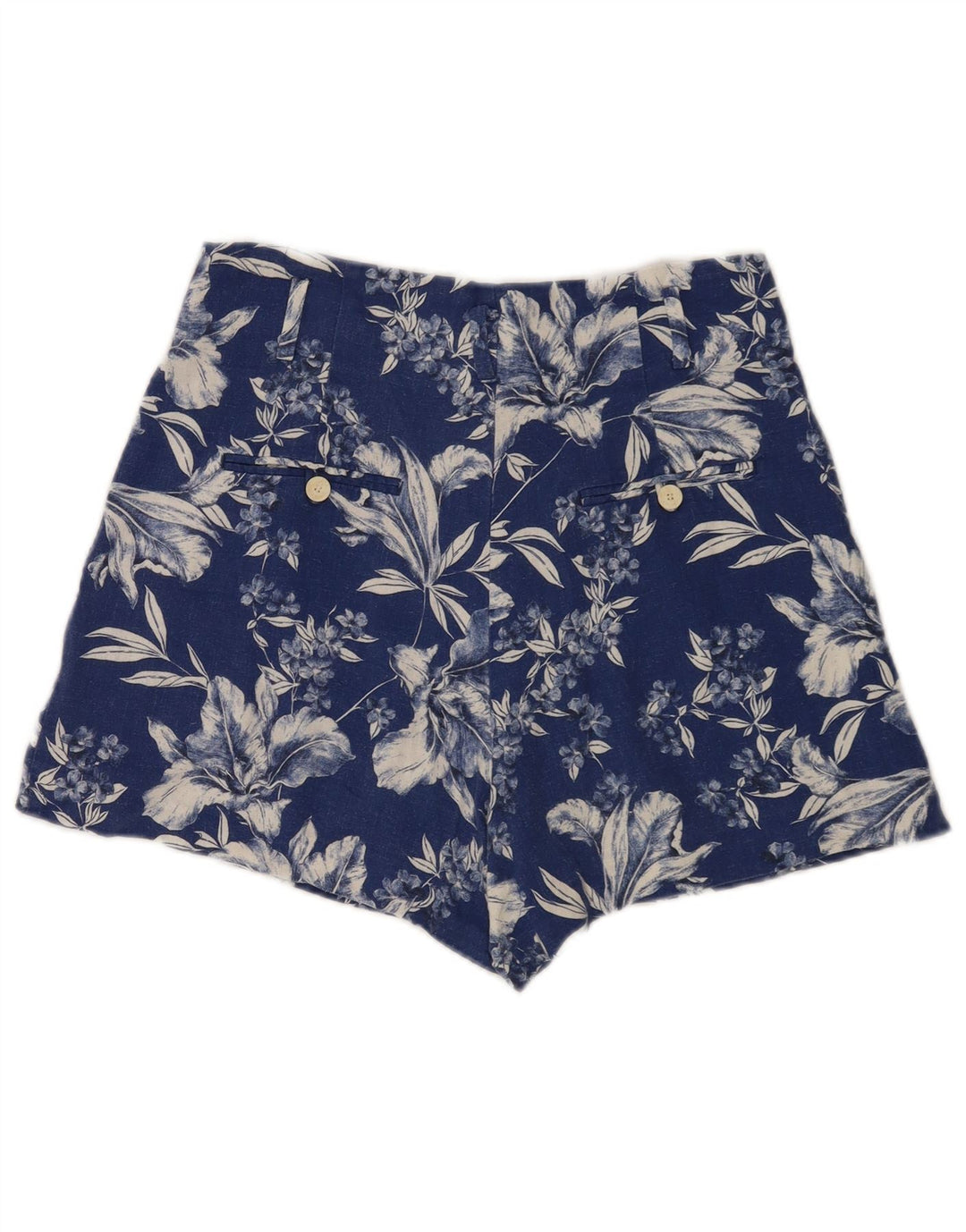 Женские шорты с высокой посадкой Zara Medium W28 Синие с цветочным принтом